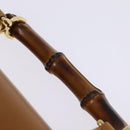 GUCCI Bamboo Hand Bag Leather Brown Gold 000 113 0231 Auth 144565-8
