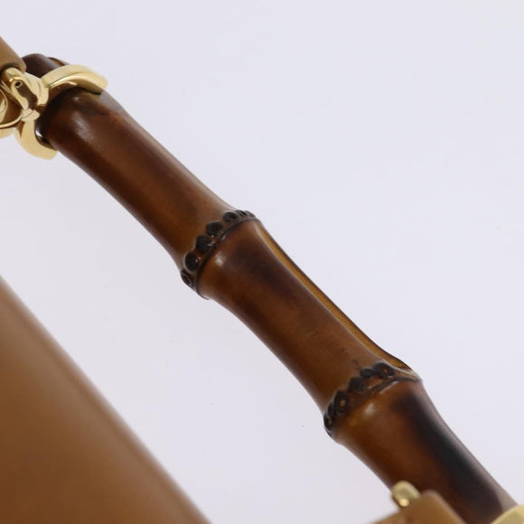 GUCCI Bamboo Hand Bag Leather Brown Gold 000 113 0231 Auth 144565