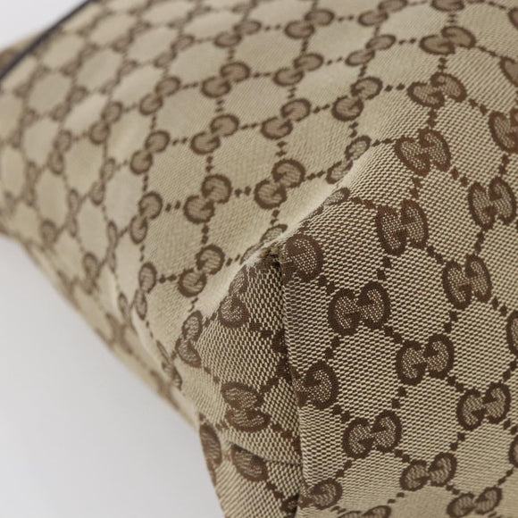 GUCCI GG Canvas Web Sherry Line Shoulder Bag Beige Silver 189751 Auth 144567