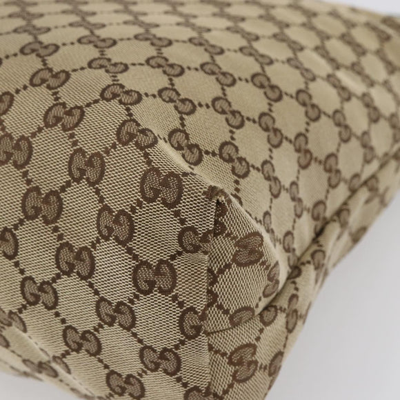 GUCCI GG Canvas Web Sherry Line Shoulder Bag Beige Silver 189751 Auth 144567