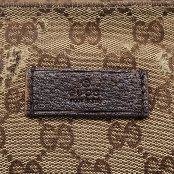 GUCCI GG Canvas Web Sherry Line Shoulder Bag Beige Silver 189751 Auth 144567