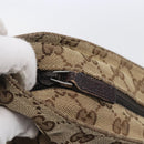 GUCCI GG Canvas Web Sherry Line Shoulder Bag Beige Silver 189751 Auth 144567-16