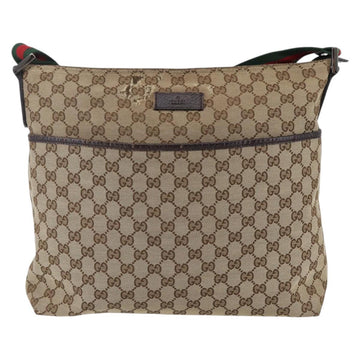 GUCCI GG Canvas Web Sherry Line Shoulder Bag Beige Silver 189751 Auth 144567 - 0