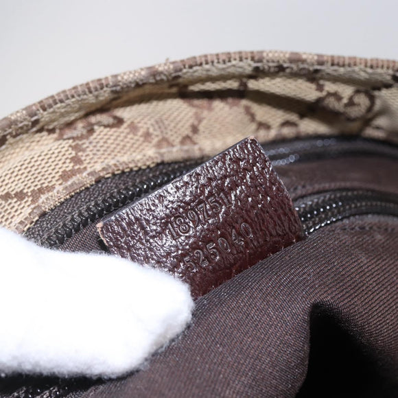 GUCCI GG Canvas Web Sherry Line Shoulder Bag Beige Silver 189751 Auth 144567