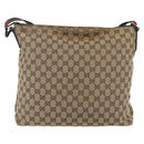 GUCCI GG Canvas Web Sherry Line Shoulder Bag Beige Silver 189751 Auth 144567-3