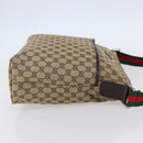 GUCCI GG Canvas Web Sherry Line Shoulder Bag Beige Silver 189751 Auth 144567-5