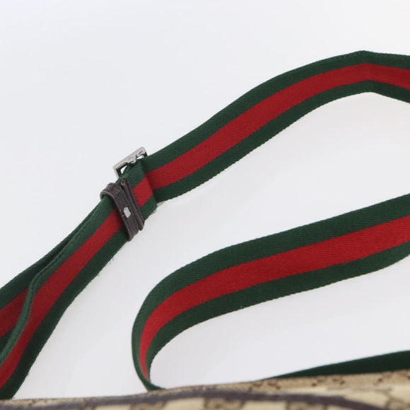 GUCCI GG Canvas Web Sherry Line Shoulder Bag Beige Silver 189751 Auth 144567