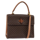 CELINE Macadam Canvas Hand Bag PVC Leather 2way Brown Gold Auth 144580-1
