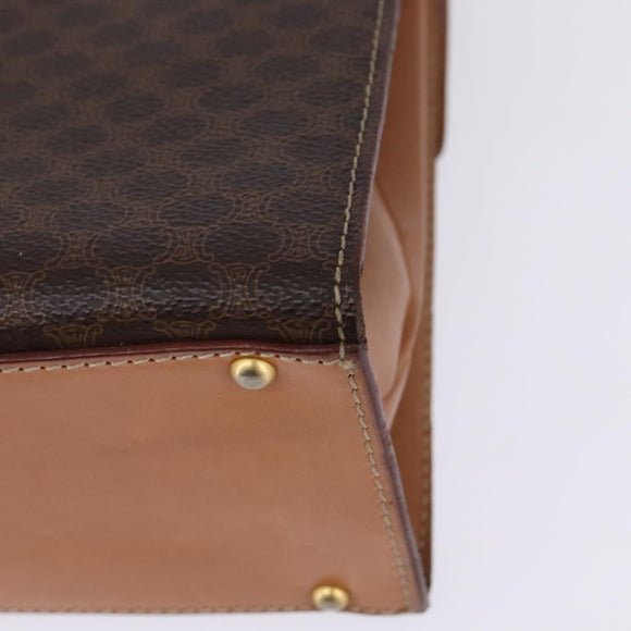 CELINE Macadam Canvas Hand Bag PVC Leather 2way Brown Gold Auth 144580