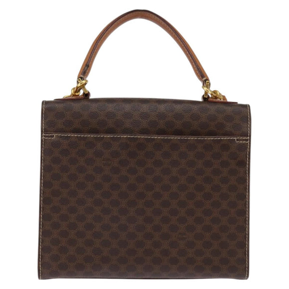CELINE Macadam Canvas Hand Bag PVC Leather 2way Brown Gold Auth 144580