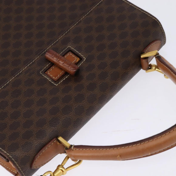 CELINE Macadam Canvas Hand Bag PVC Leather 2way Brown Gold Auth 144580
