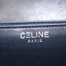 CELINE Chain Shoulder Bag Leather Navy Gold Auth 144581-18