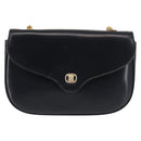 CELINE Chain Shoulder Bag Leather Navy Gold Auth 144581-13