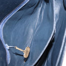 CELINE Chain Shoulder Bag Leather Navy Gold Auth 144581-12