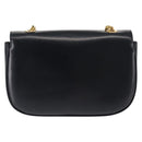 CELINE Chain Shoulder Bag Leather Navy Gold Auth 144581-2