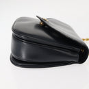 CELINE Chain Shoulder Bag Leather Navy Gold Auth 144581-3
