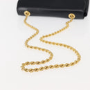 CELINE Chain Shoulder Bag Leather Navy Gold Auth 144581-7