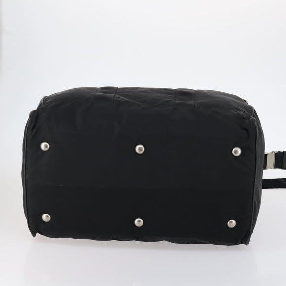 PRADA Boston Bag Nylon 2way Black Silver Auth 144598