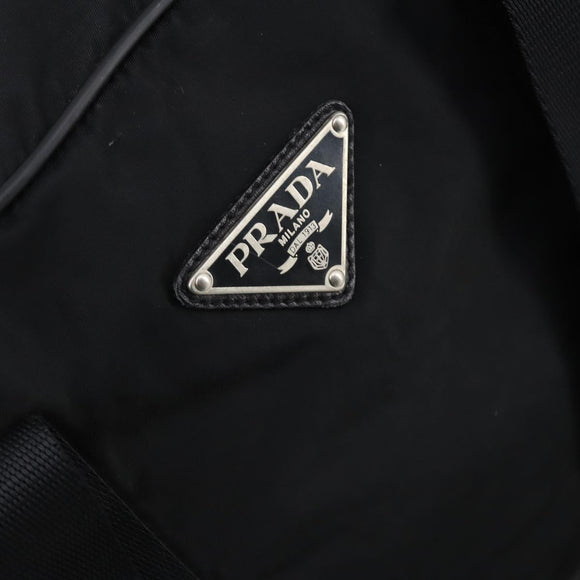PRADA Boston Bag Nylon 2way Black Silver Auth 144598