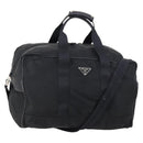 PRADA Boston Bag Nylon 2way Black Silver Auth 144598-1