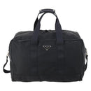 PRADA Boston Bag Nylon 2way Black Silver Auth 144598-13
