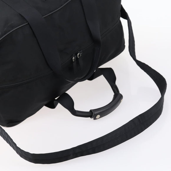 PRADA Boston Bag Nylon 2way Black Silver Auth 144598