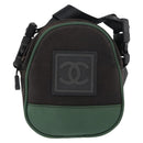 CHANEL Sports COCO Mark Shoulder Bag Canvas Black Green CC Auth 144599-2