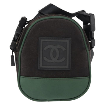 CHANEL Sports COCO Mark Shoulder Bag Canvas Black Green CC Auth 144599 - 0
