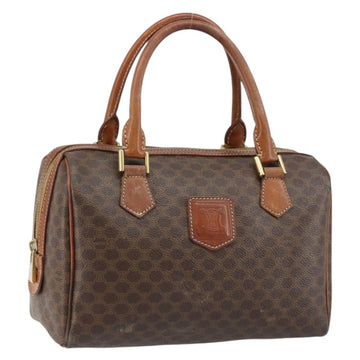 CELINE Macadam Canvas Hand Bag PVC Leather Brown Gold Auth 144603