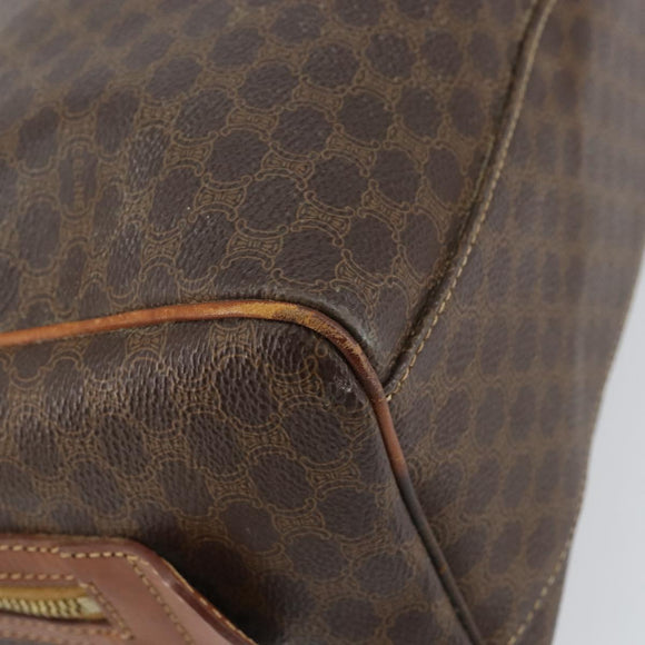 CELINE Macadam Canvas Hand Bag PVC Leather Brown Gold Auth 144603