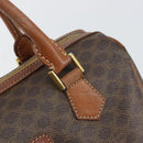 CELINE Macadam Canvas Hand Bag PVC Leather Brown Gold Auth 144603-18