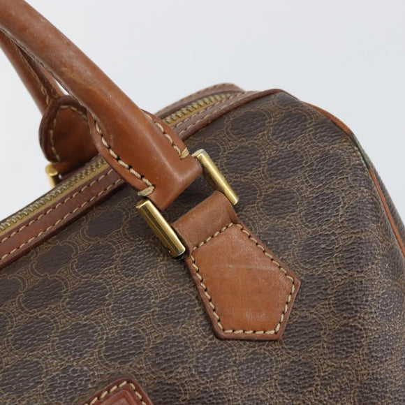 CELINE Macadam Canvas Hand Bag PVC Leather Brown Gold Auth 144603