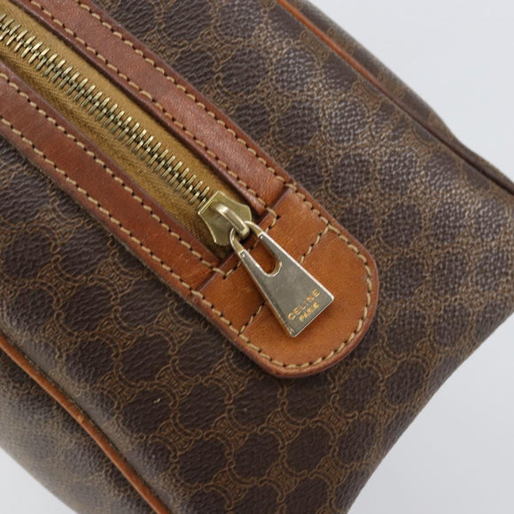 CELINE Macadam Canvas Hand Bag PVC Leather Brown Gold Auth 144603