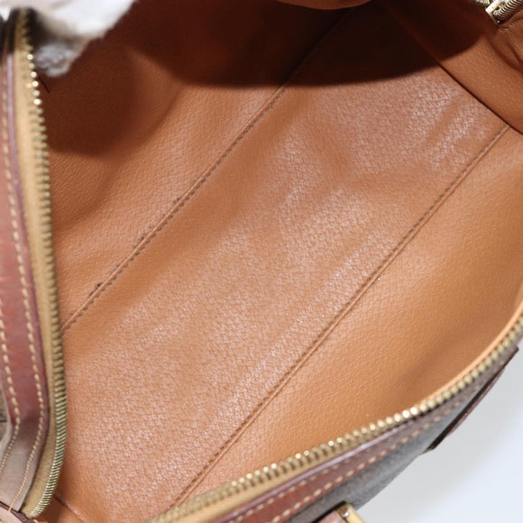 CELINE Macadam Canvas Hand Bag PVC Leather Brown Gold Auth 144603