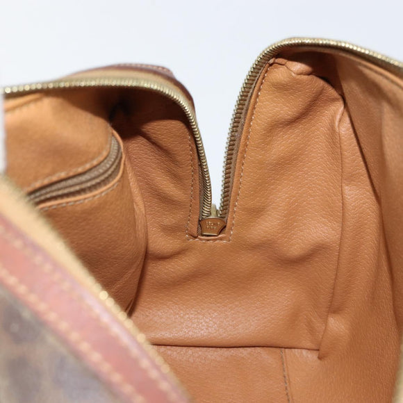 CELINE Macadam Canvas Hand Bag PVC Leather Brown Gold Auth 144603