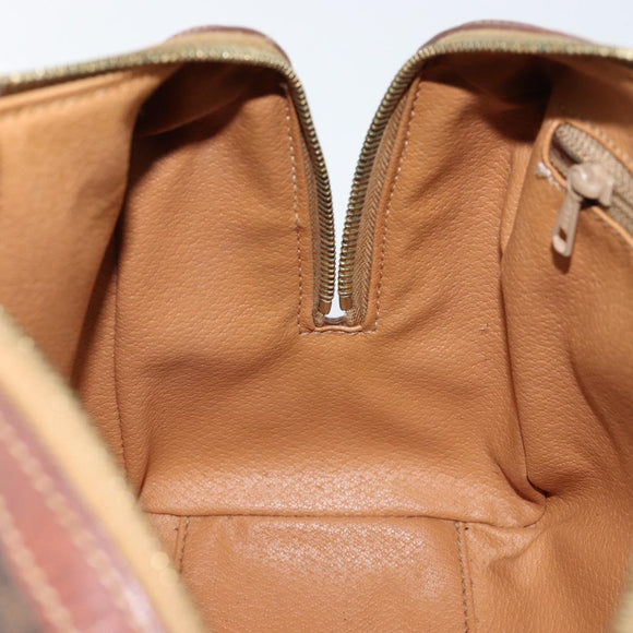 CELINE Macadam Canvas Hand Bag PVC Leather Brown Gold Auth 144603