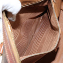 CELINE Macadam Canvas Hand Bag PVC Leather Brown Gold Auth 144603-11