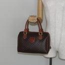 CELINE Macadam Canvas Hand Bag PVC Leather Brown Gold Auth 144603-23