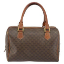 CELINE Macadam Canvas Hand Bag PVC Leather Brown Gold Auth 144603-2