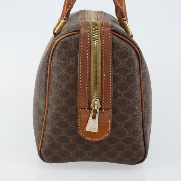 CELINE Macadam Canvas Hand Bag PVC Leather Brown Gold Auth 144603