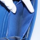 CHANEL Matelasse Long Wallet Lamb Skin Blue Silver CC Auth 144604-10