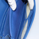 CHANEL Matelasse Long Wallet Lamb Skin Blue Silver CC Auth 144604-22