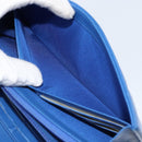 CHANEL Matelasse Long Wallet Lamb Skin Blue Silver CC Auth 144604-23