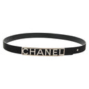 CHANEL Belt Leather 35.8"" Black CC Auth 144605M-1