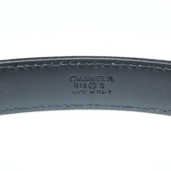 CHANEL Belt Leather 35.8"" Black CC Auth 144605SAM