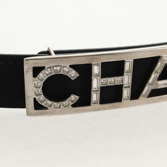 CHANEL Belt Leather 35.8"" Black CC Auth 144605M