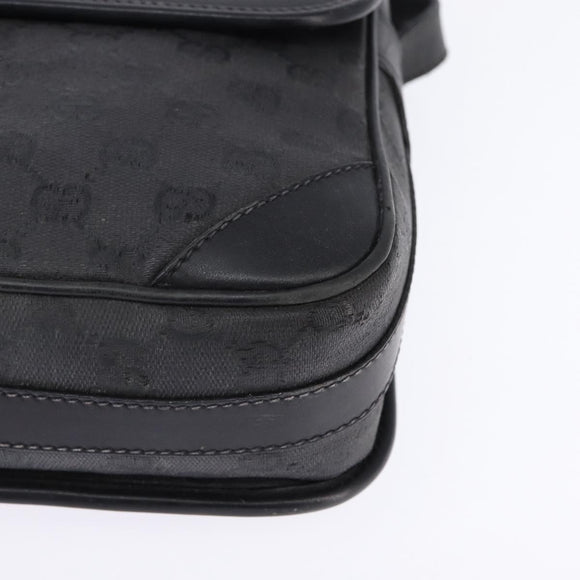 GUCCI GG Canvas Shoulder Bag Black Gold 001 261 0613 Auth 144610