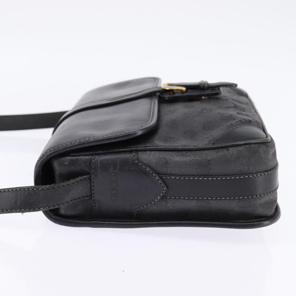 GUCCI GG Canvas Shoulder Bag Black Gold 001 261 0613 Auth 144610
