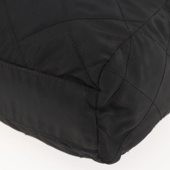 PRADA Chain Shoulder Bag Nylon Black Gold Auth 144611