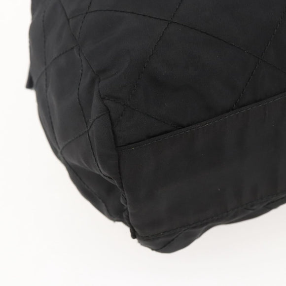 PRADA Chain Shoulder Bag Nylon Black Gold Auth 144611